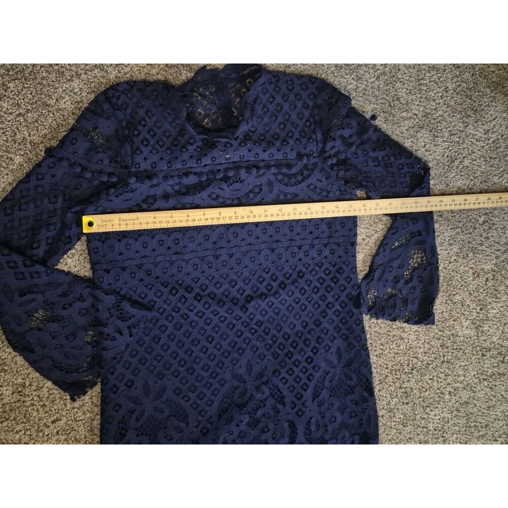 Revolve Tularosa S Matilda Dress Navy Dress Bell Sleeve Tassels Dark Academia - Picture 5 of 6